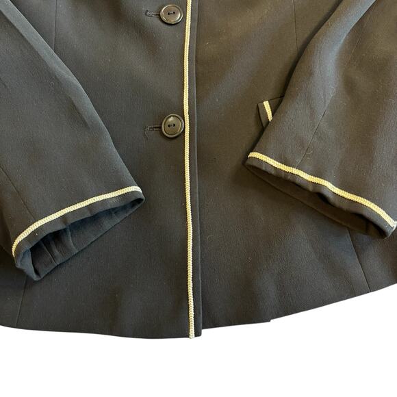 Due Per Due Women's Blazer Jacket Black w/White pin Stripe Silk Lined Size 10 - Picture 3 of 9